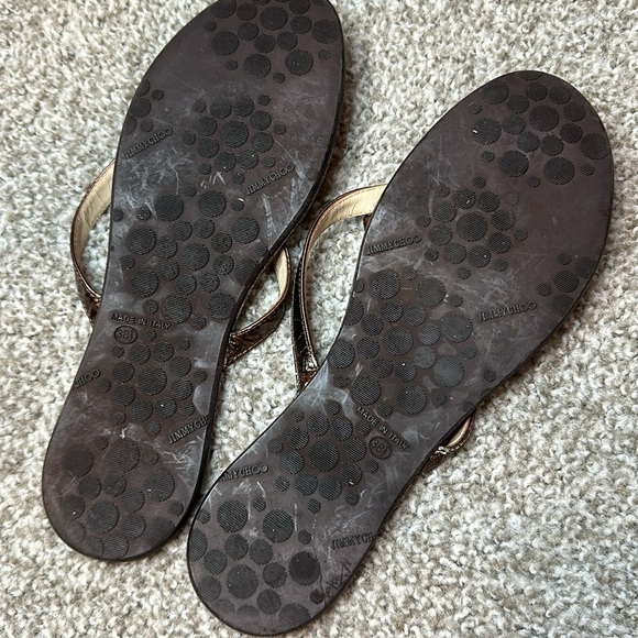 Jimmy Choo Size 38.5 Made in Italy Brown Flip Flop Sandals AS IS - Picture 8 of 11